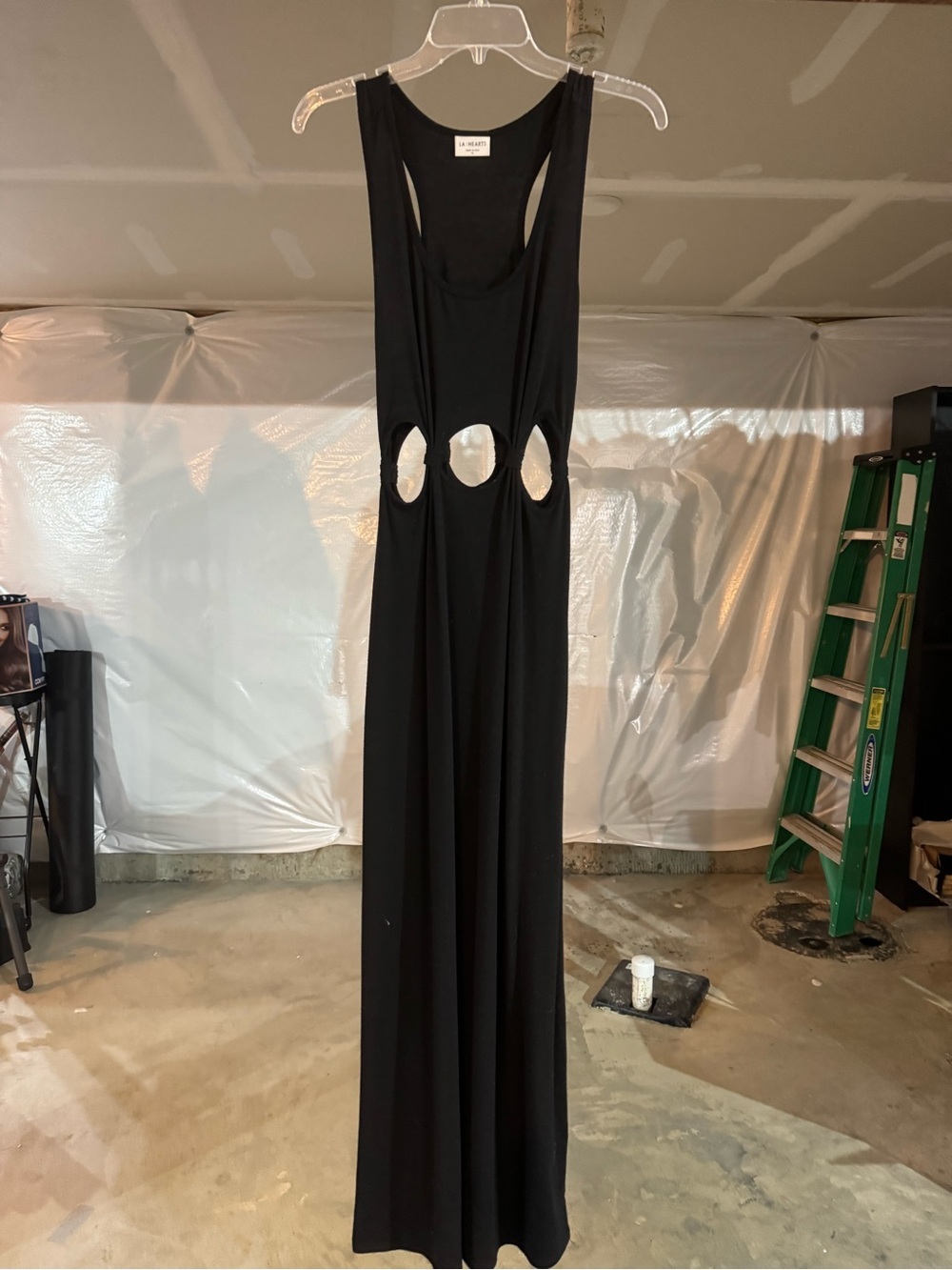 La Hearts Black Racerback Maxi Dress